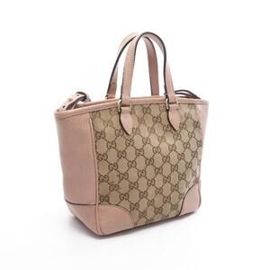 Gucci Bree GG Canvas Tote Bag Leather Beige Pink